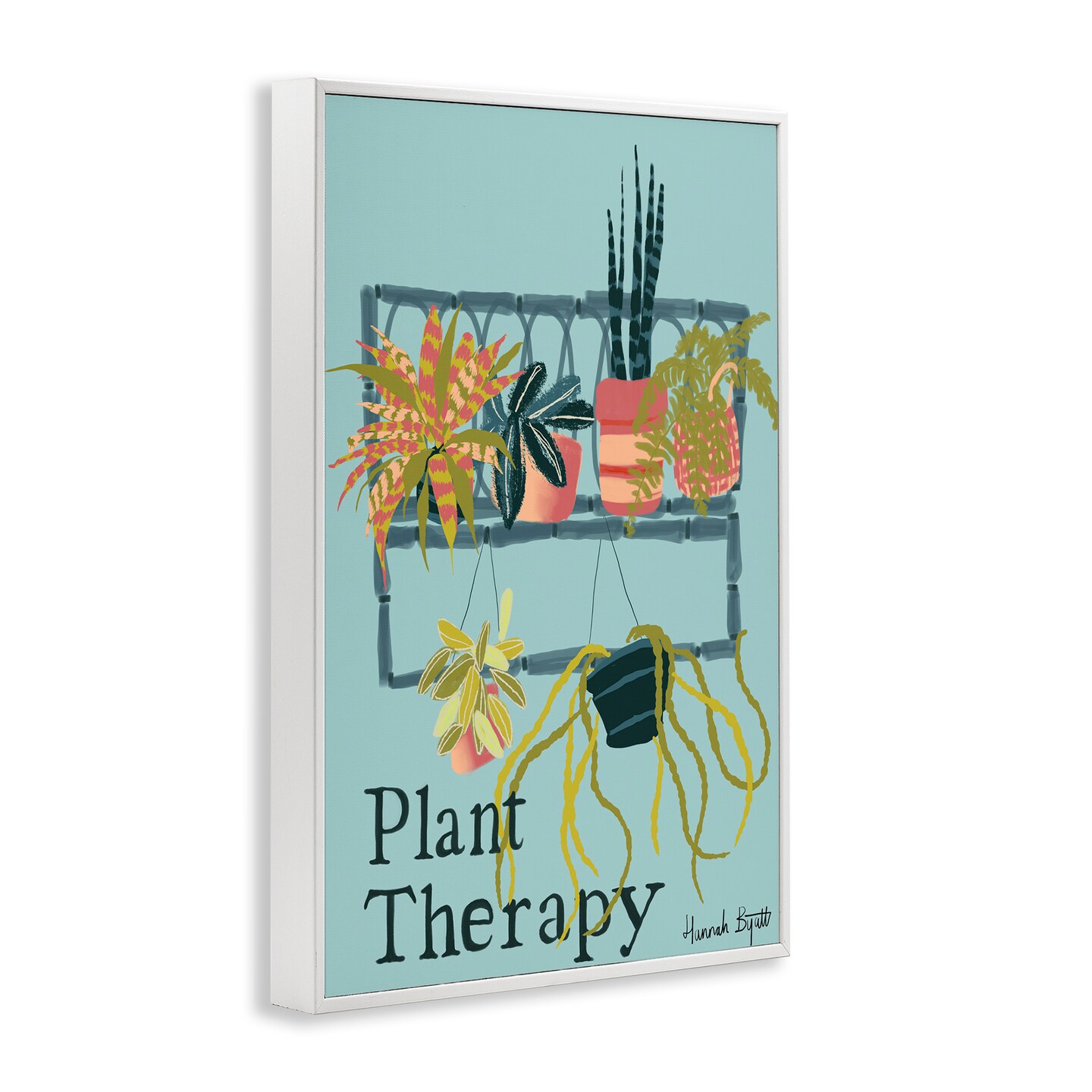 Stupell Industries Plant Therapy Shelf Framed Giclee Wall Art Design by Hannah Byatt