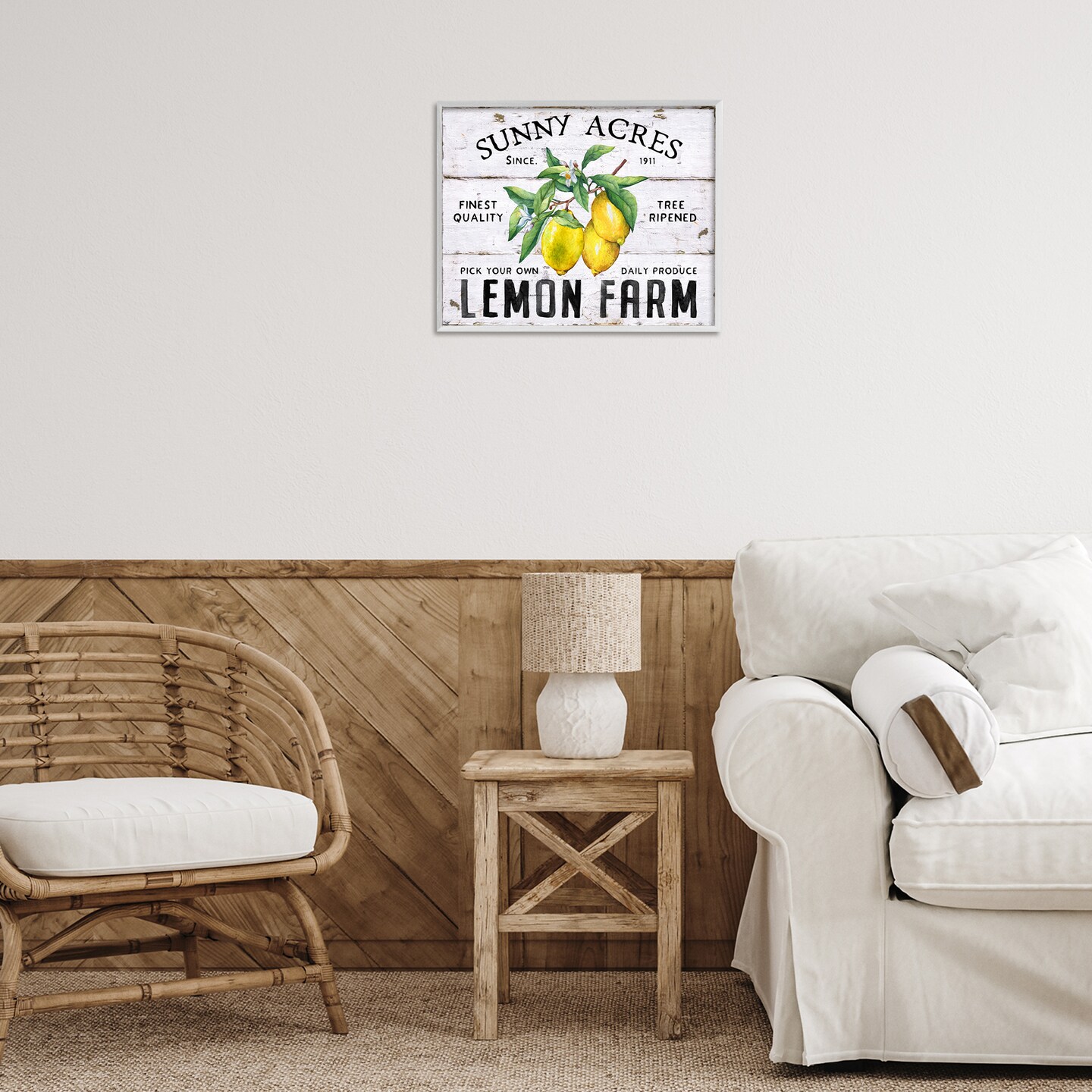 Stupell Industries Sunny Acres Lemon Farm Framed Giclee Wall Art Design by Creatif Belle