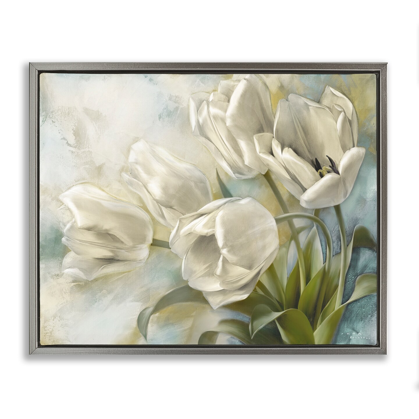 Stupell Industries Curling Tulip Blooms Floater Framed Canvas Wall Art Design by Igor Levashov