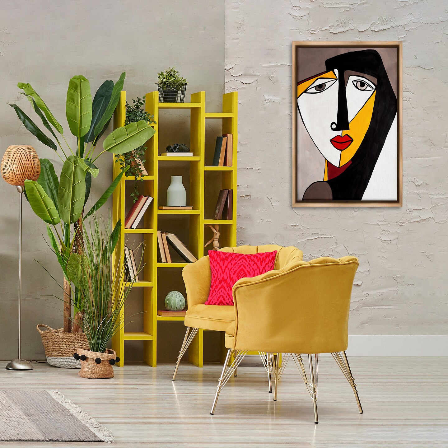 Stupell Industries Cubist Bold Face Floater Framed Canvas Wall Art Design by Ruth Fromstein