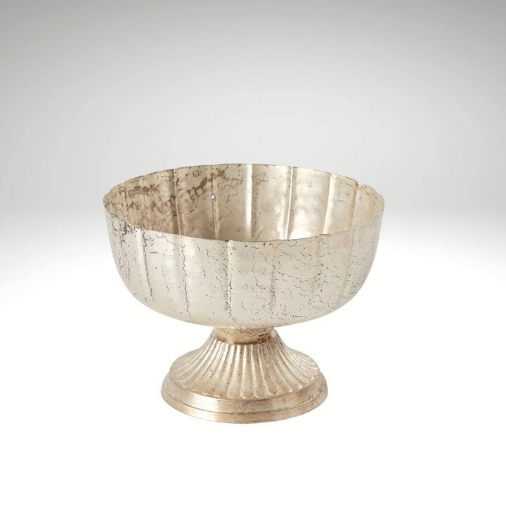 7.75&#x22; Champagne Metal Compote Bowl &#x2013; Pedestal Floral Vase for Wedding Centerpieces &#x26; Home Decor-72010-61