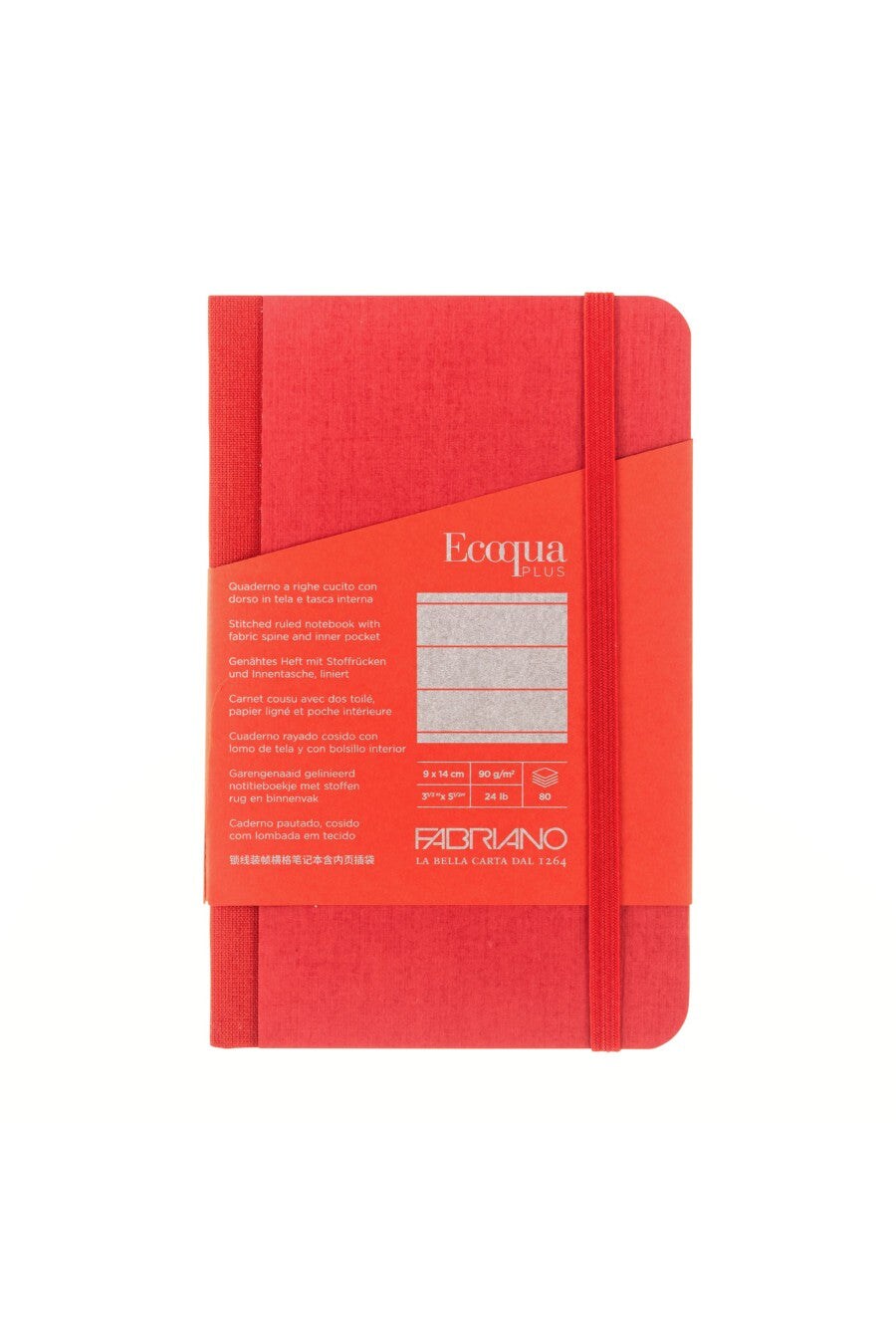Fabriano Ecoqua Plus Sewn Bound 100% Italian made Notebook, 3.5" x 5.5", 90gsm, 80 Sheets