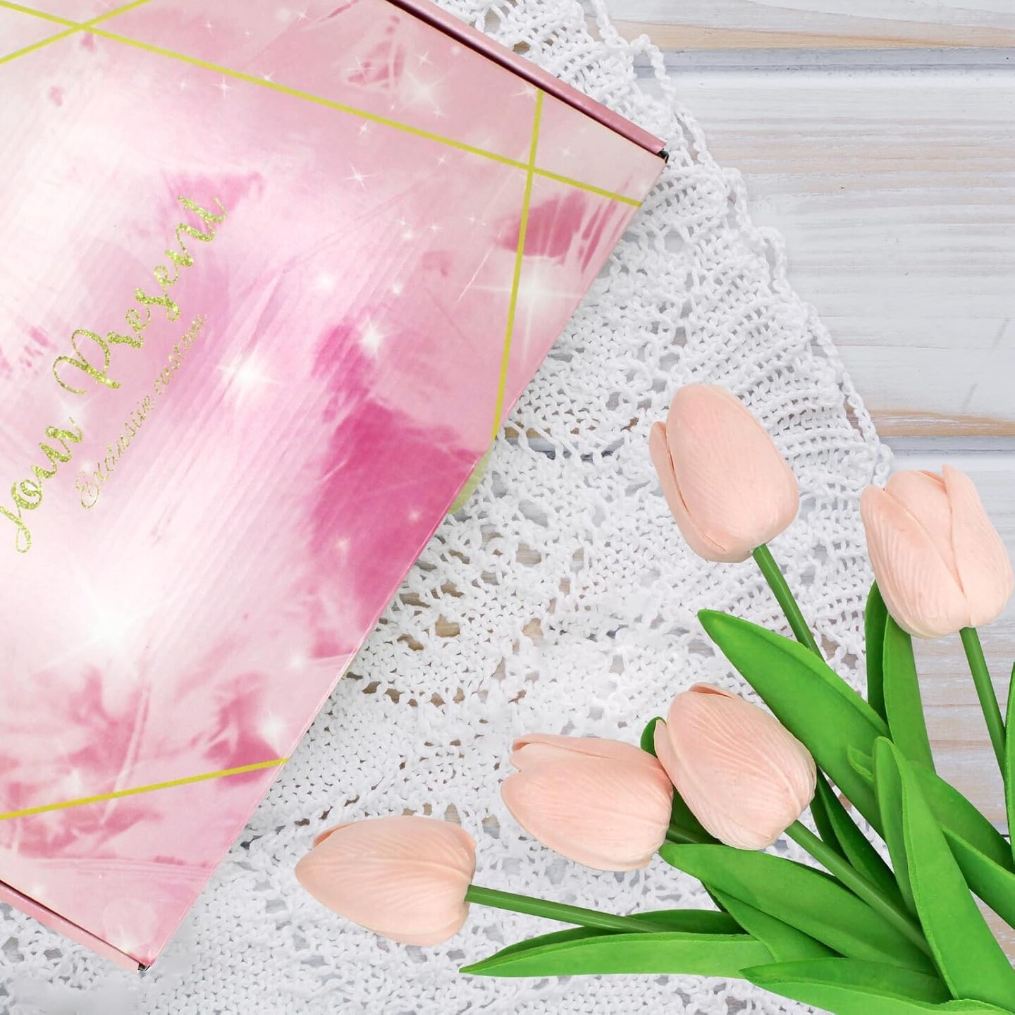 Spring Tabletop Decor – 28PCS Light Pink Artificial Tulips, Real Feel PU Stems for Easter, Spring Wreaths, Wedding Bouquets, Centerpieces, Cemetery & Table Decorations (13" Tall)