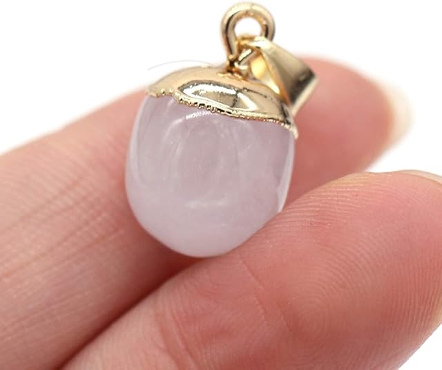 8pcs Natural Stone Pendants,Bean Shape Natural Semi-Precious Stone Pendant Charms&#xFF08;13x18mm&#xFF09; Charms for DIY Jewelry Making Necklace Bracelet