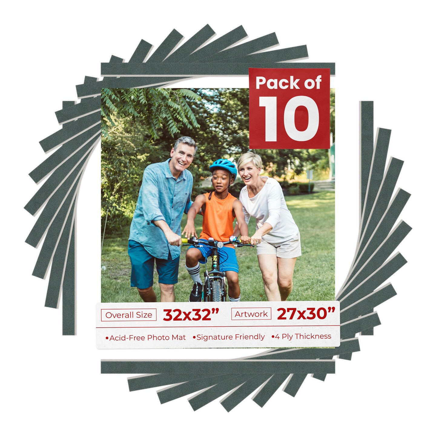 Dark Grey Suede Mat Board for 32x32 Frames - Fits 27x30 Photos