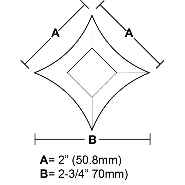 2&#x22; x 2&#x22; x 2-3/4&#x22; Pointed Star Clear Glass Bevel - 4.7MM Thick - 10 Pack