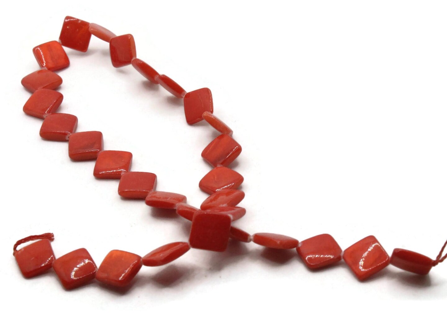 13mm Red Mother of Pearl Diamond Beads Full 15 Inch Strand