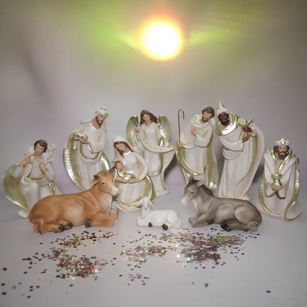 3&#x22;-10&#x22; Nativity Manger Scene - 10 PC Set - Elegant Christmas Nativity Decoration