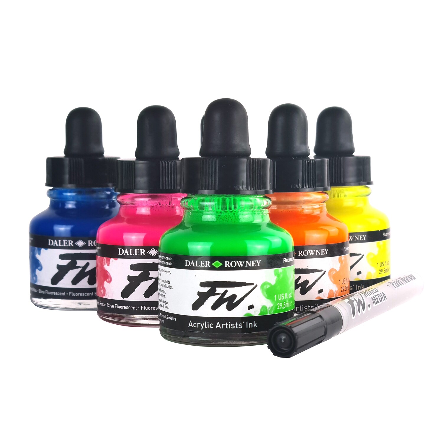 Daler-Rowney FW Acrylic Ink Set 6/Pkg-Neon