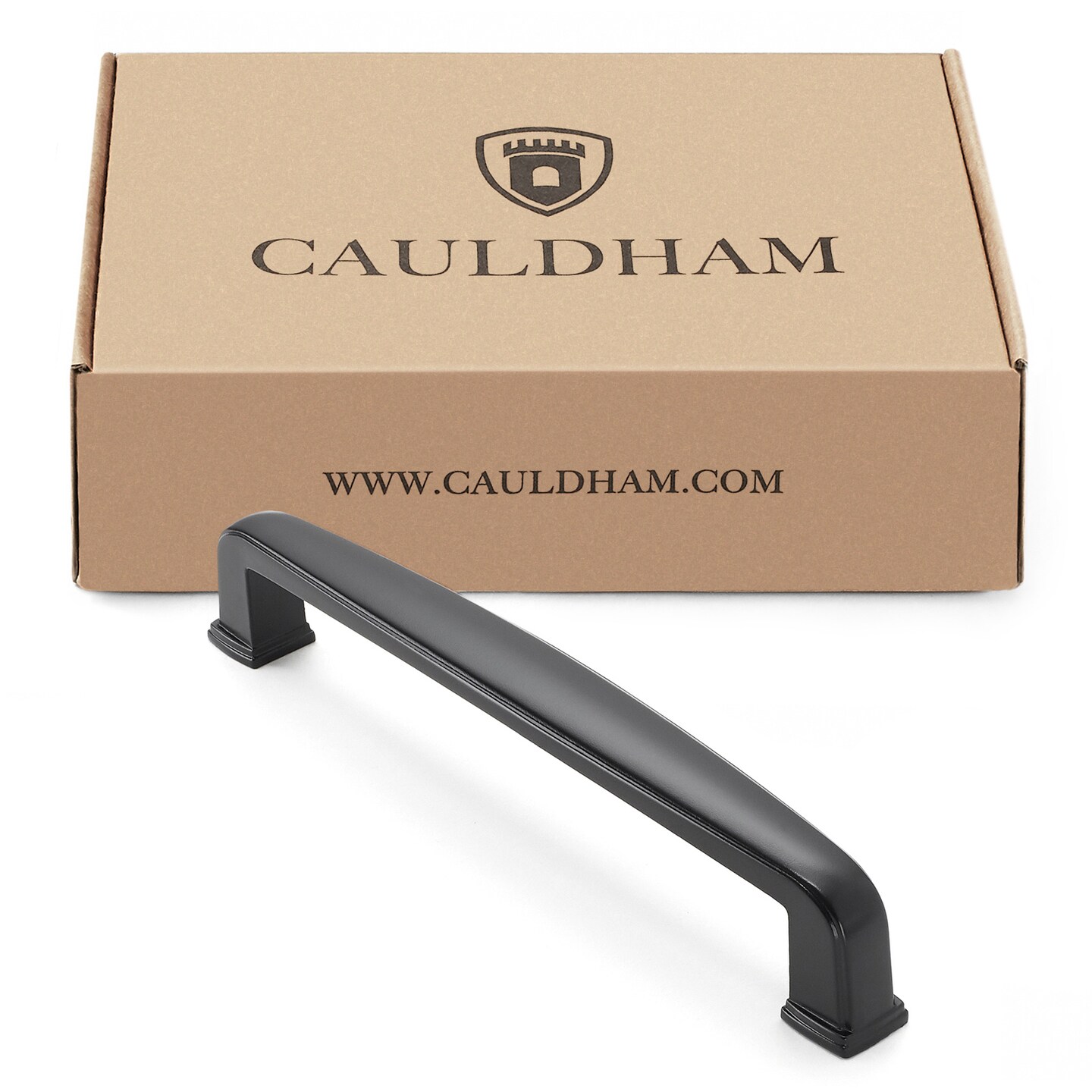 Cauldham Solid Kitchen Cabinet Handles (5" Hole Centers) - Drawer/Door Hardware - Style T765 - Matte Black