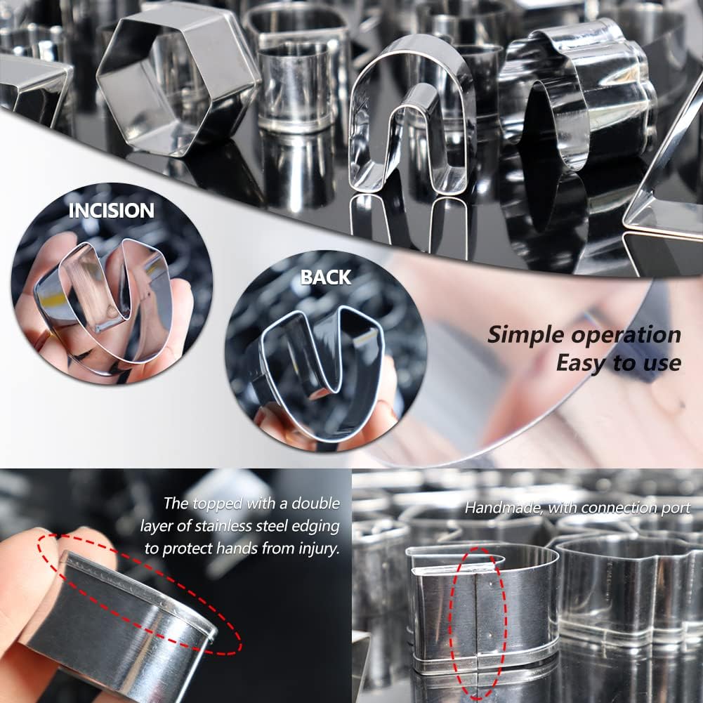 76pcs Clay Tools Set 67 Shapes Stainless Steel Clay Cutters,8 Circle,1 Letter Stamp
