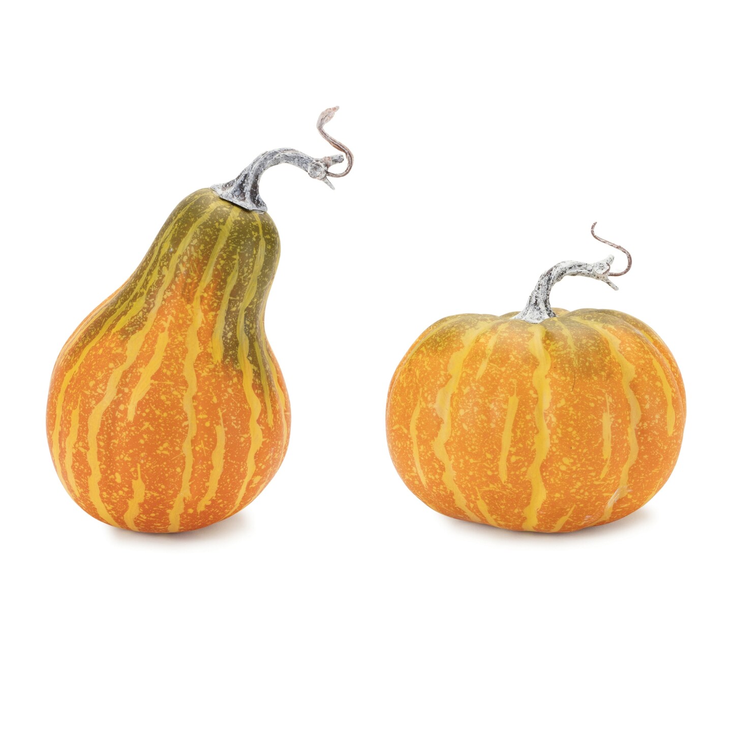 Melrose Pumpkin and Gourd Fall Harvest Decorations - 8.5&#x22; - Orange - Set of 2