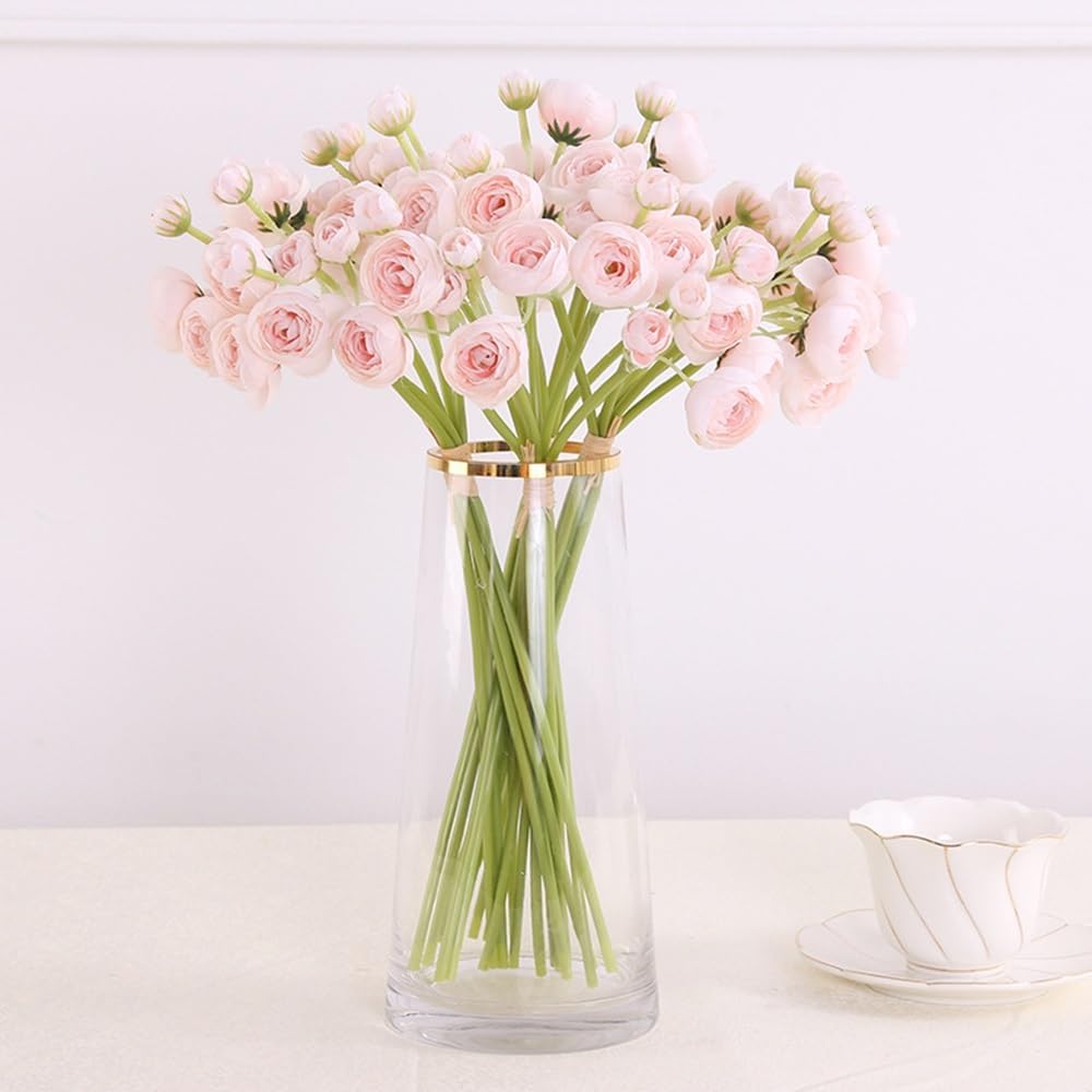 24Pcs Ranunculus Artificial Flower Floral Arrangement (Light Pink)