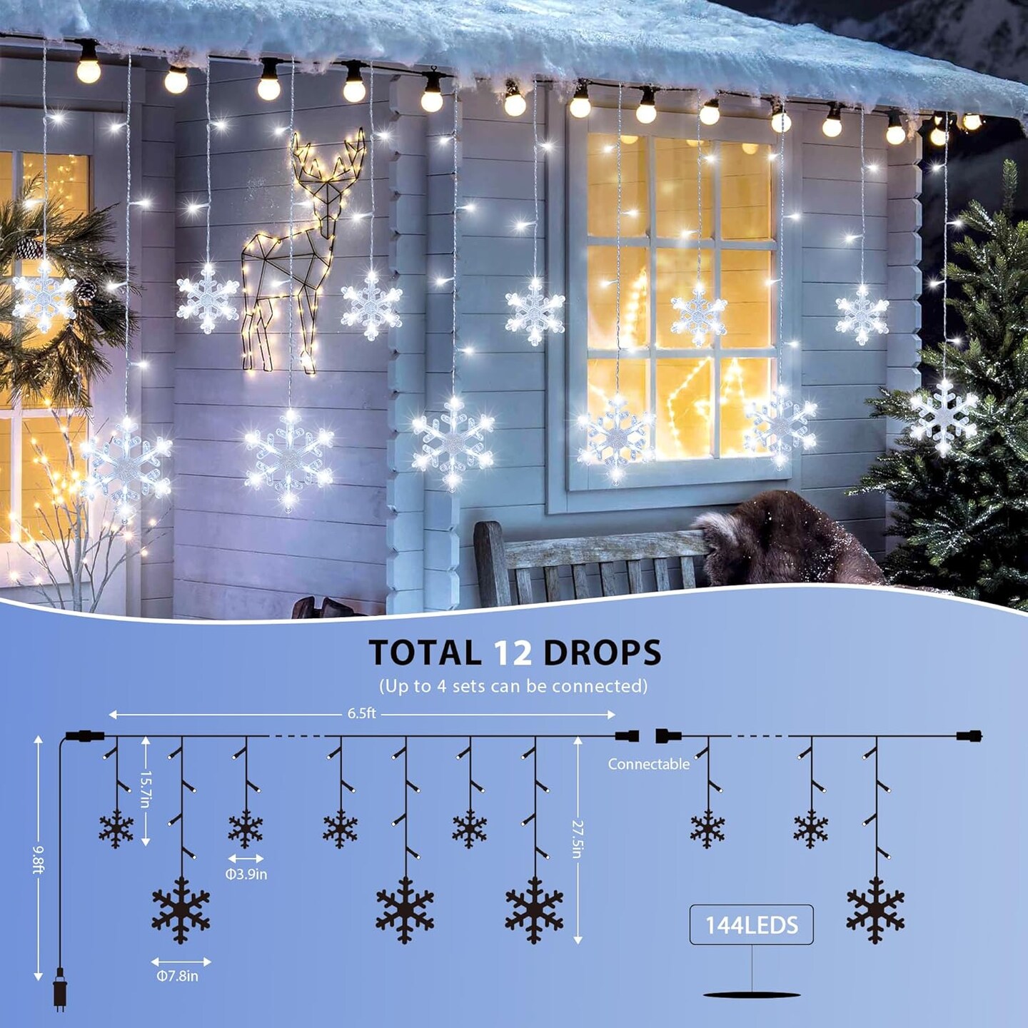 Christmas Snowflake Icicle Lights