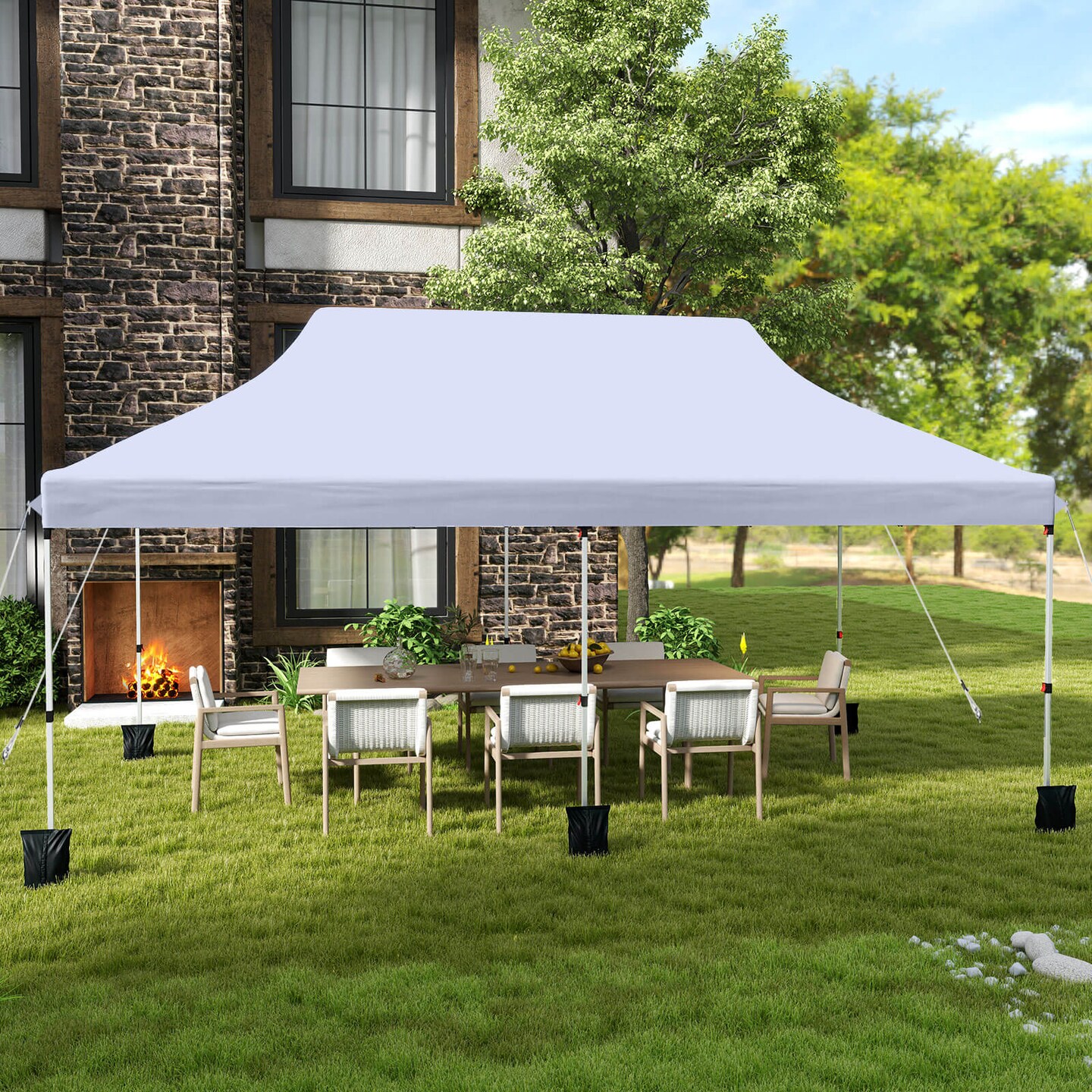 Costway 10 x 20 FT Pop-up Canopy UPF50+ Sun Protection Tent with Carrying Bag Blue/Black/Grey/White/Pink