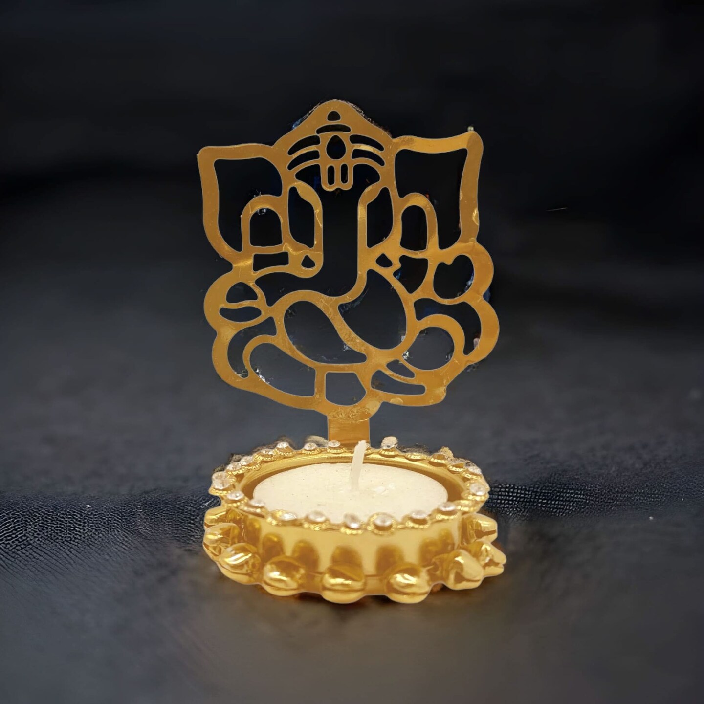 Shadow Diya Ganesha Candle Holder Ganesha Tea Light Candle Holder Diwali Decor Traditional Decorative T-light Candle Holder for Home Office Wedding Favor Housewarming Gift