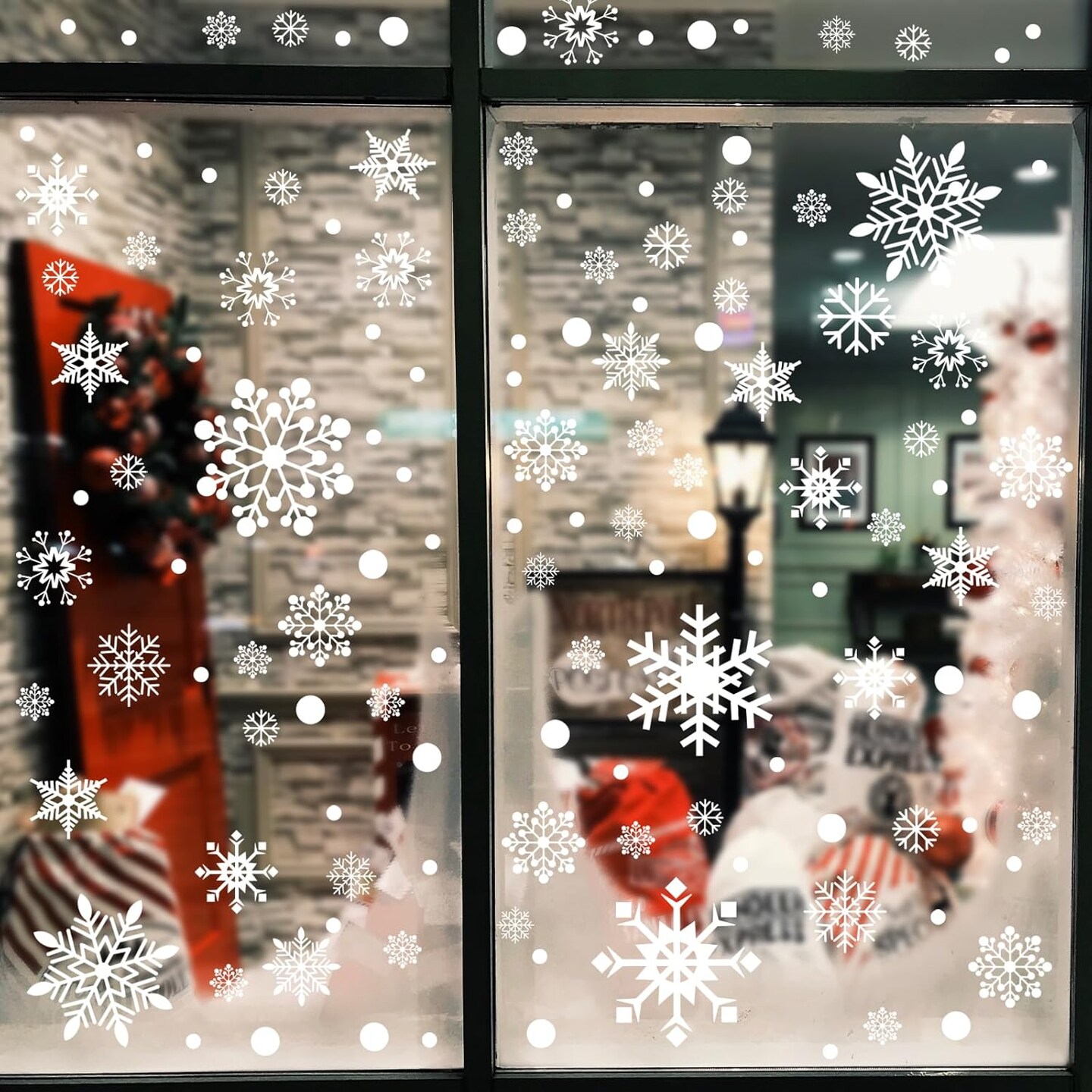 80 Pcs Snowflakes Window Clings Stickers 8 Sheets