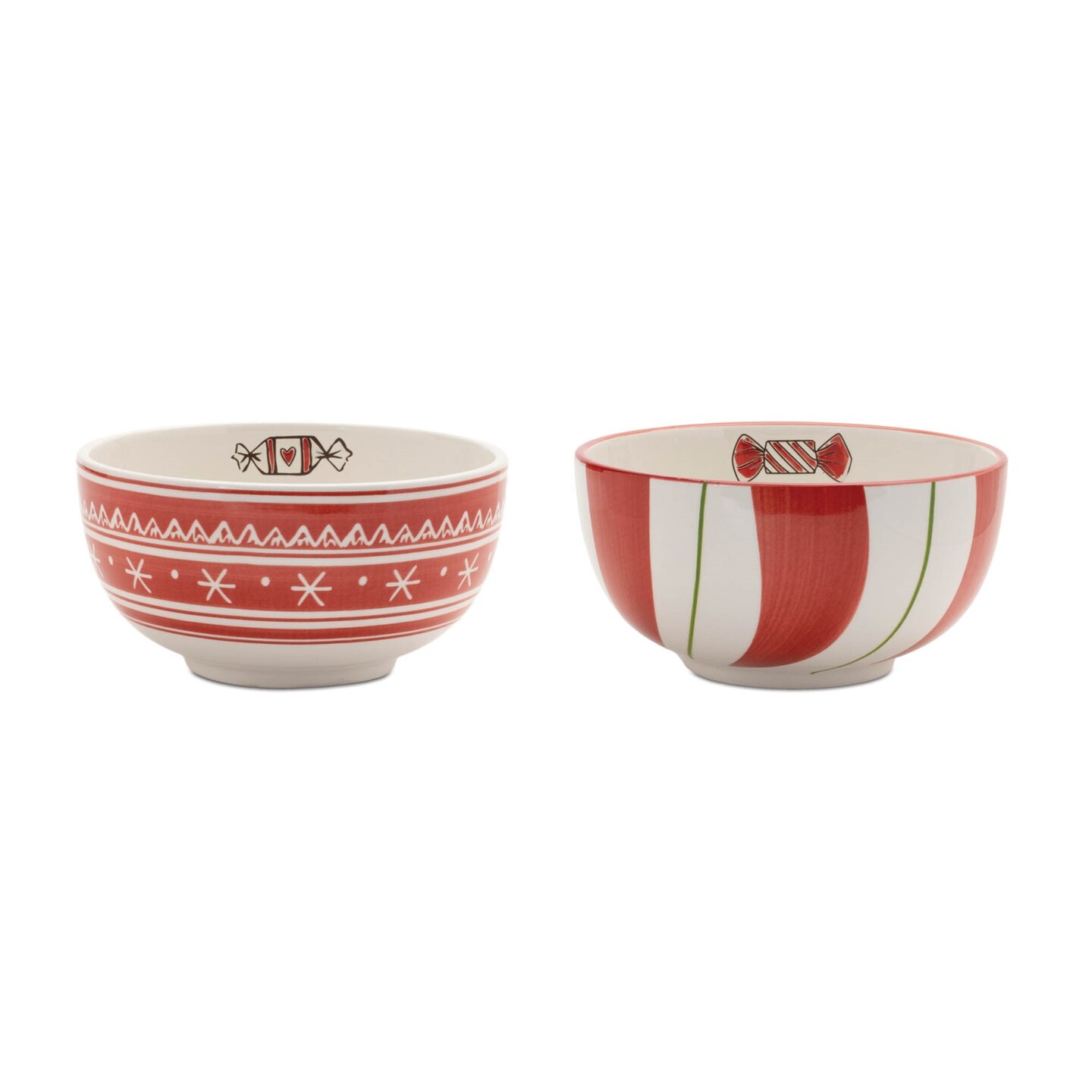 Melrose Ceramic Santa Candy Serving Bowls - 6&#x22; - Red and White - Set of 4