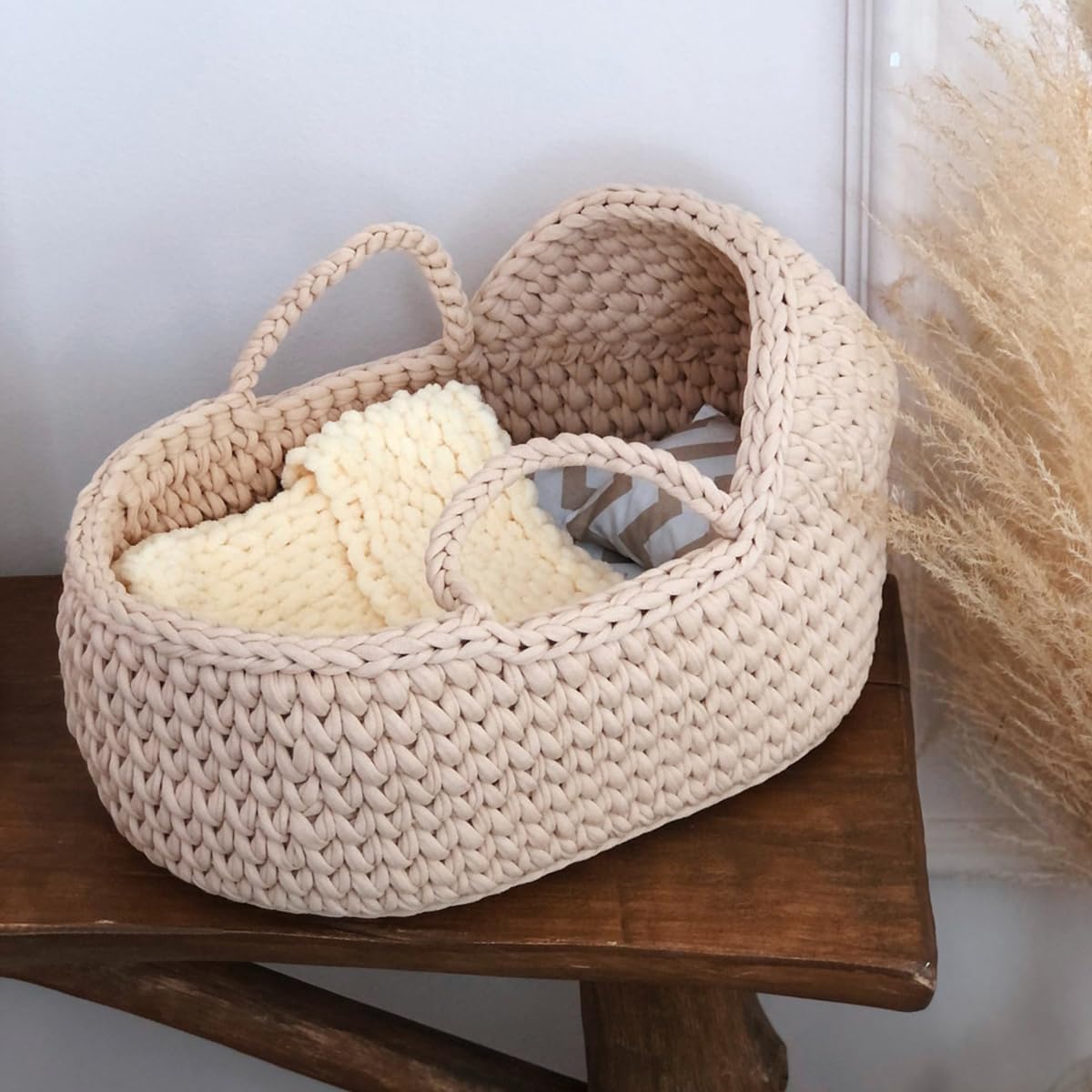 5.9 Inches - T-Shirt Yarn Knitting Yarn Fabric Crochet Cloth(Light Cream)