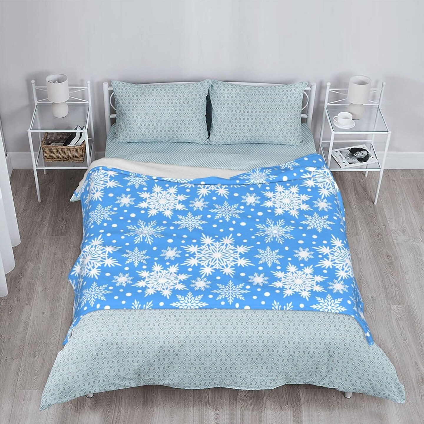 Winter Snowflakes Blue Throw Blanket