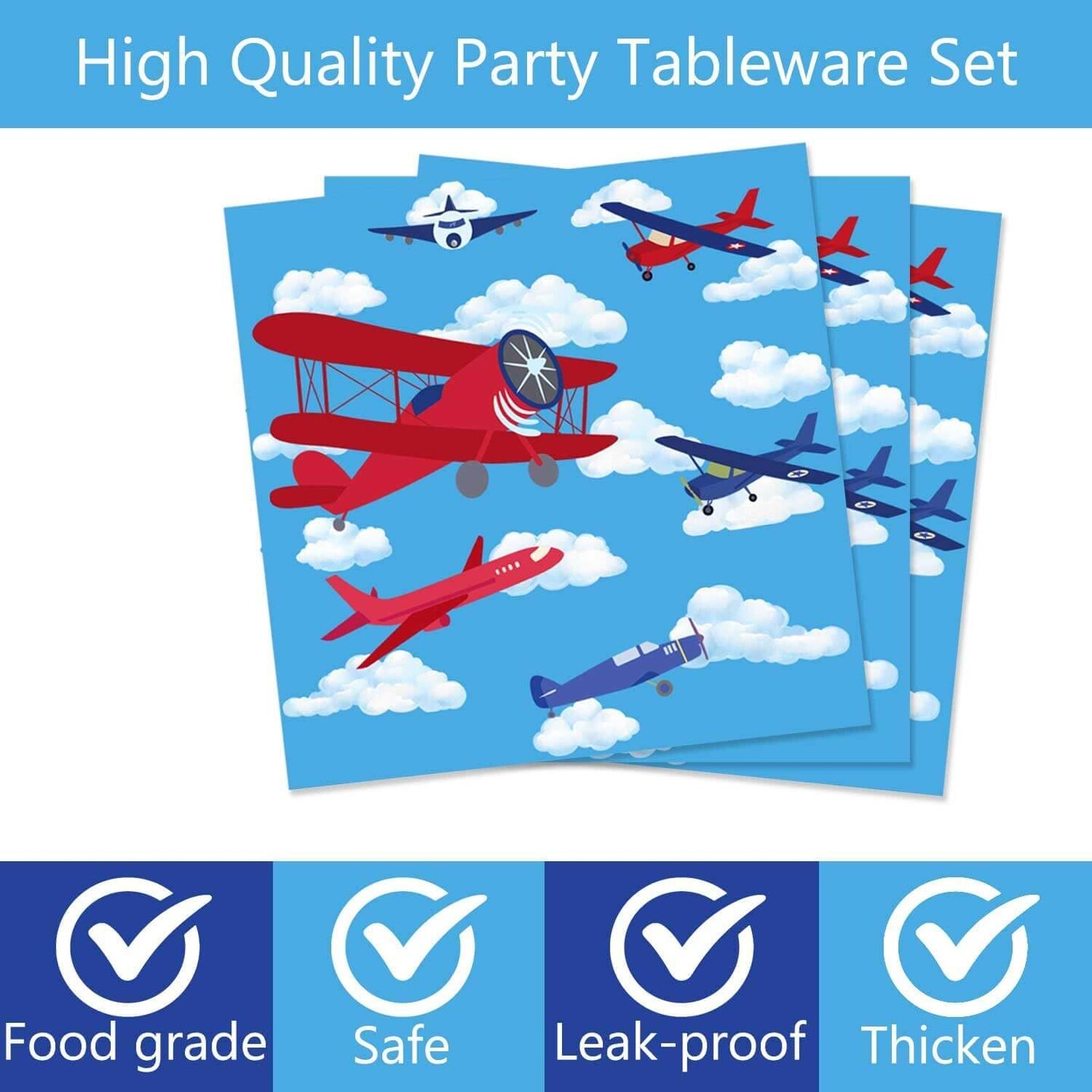120 Pcs Airplane Birthday Party Supplies, Includes Paper Plates Cups Napkins