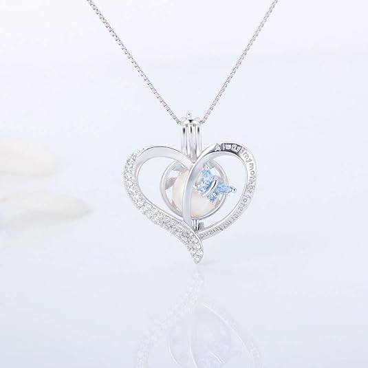 Butterfly Heart Cage Pendants for Pearl Jewelry Making Sterling Silver