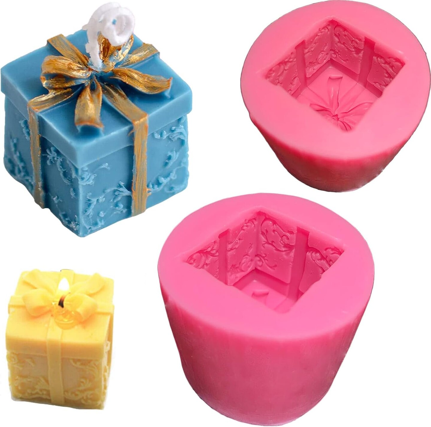 Candle Soap Silicone Mold Wick - Gift Box, DIY Handmade Candles Melt Molds