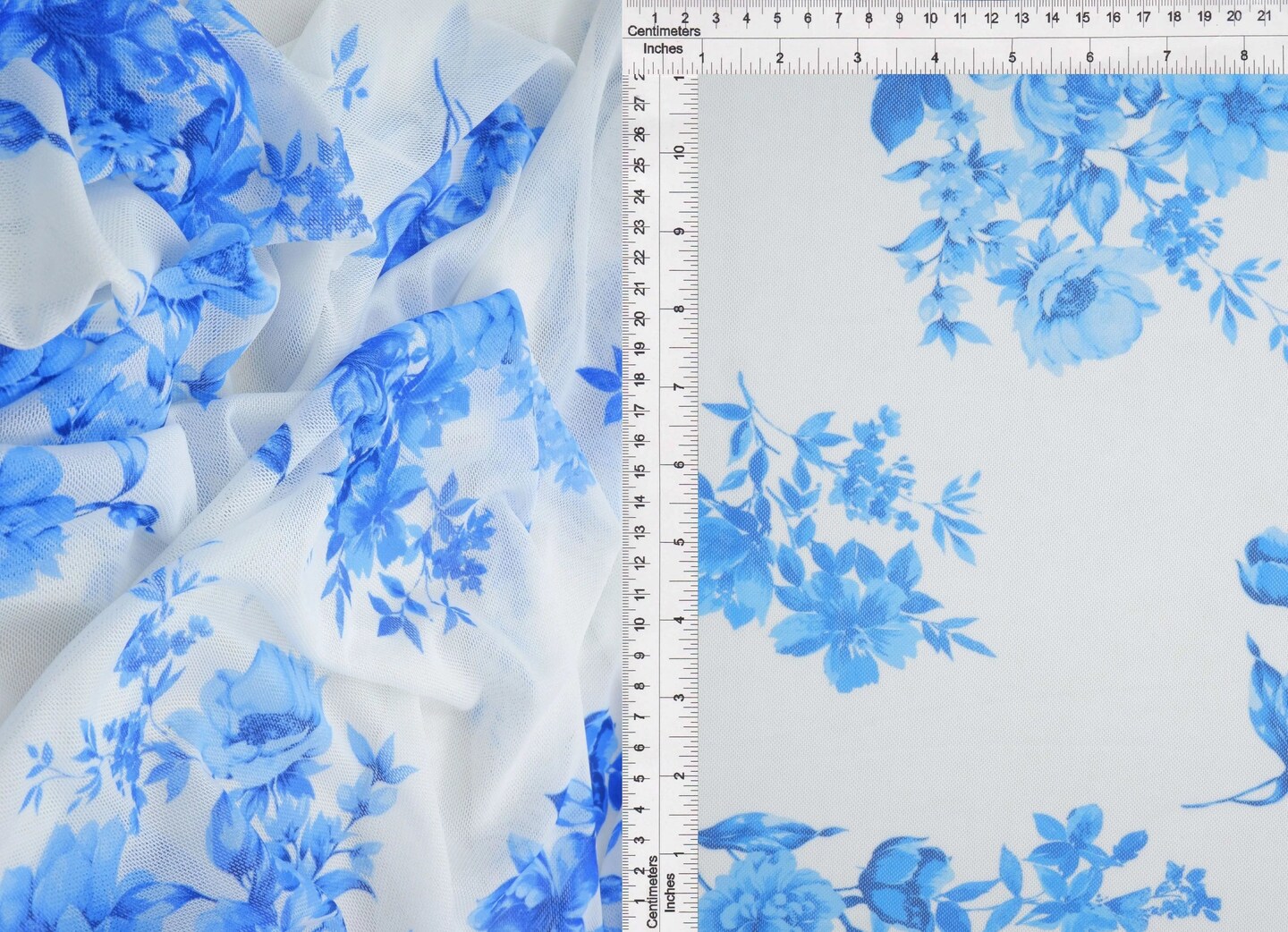 1 Yard 90% Polyester and 10% Spandex Mesh Fabric, Flower Digital Print Lightweight Stretch 56/58" Width