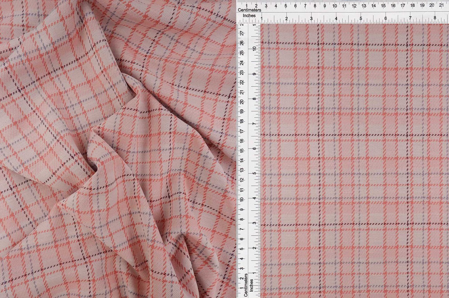 1 Yard Knit Jacquard Plaid Fabric, 230 GSM Polyester Rayon Spandex Blend 58/60" Width