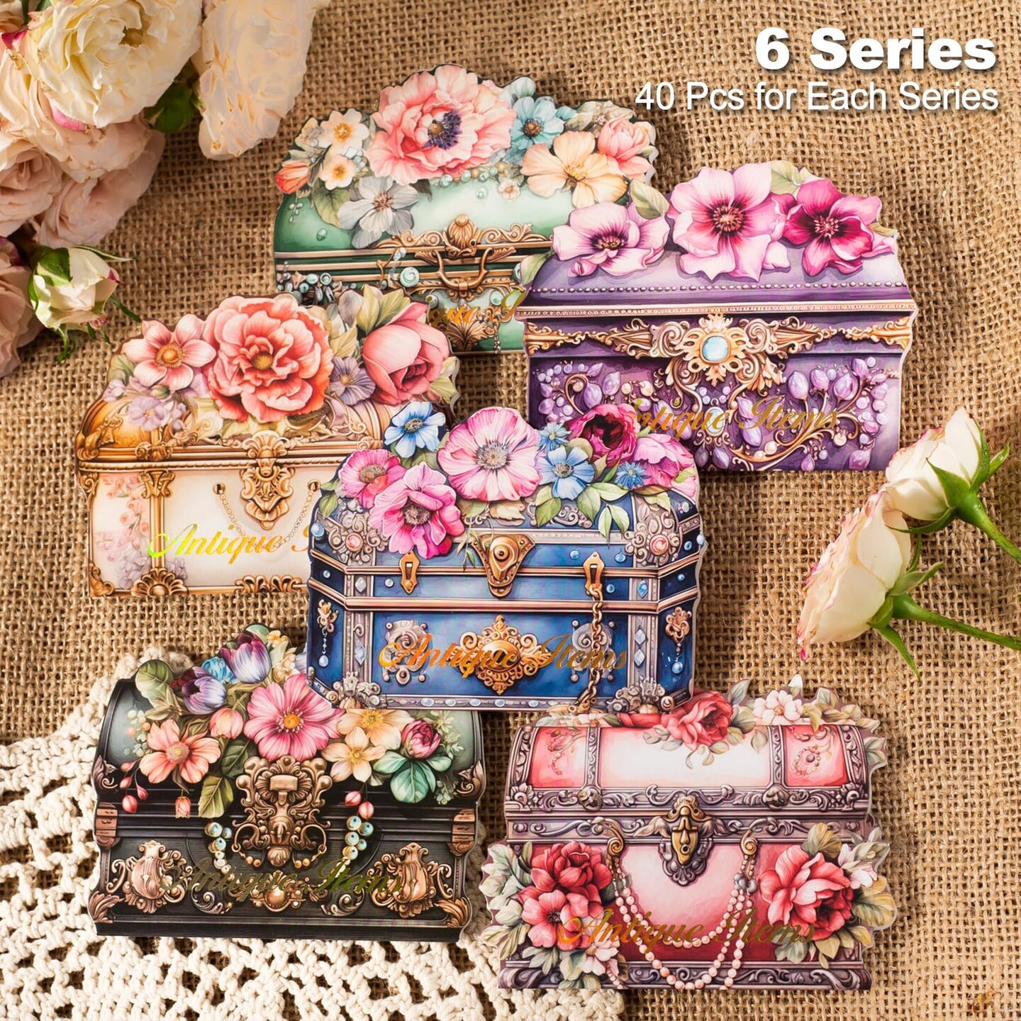 240Pcs Scrapbook Stickers Vintage Floral Designs(Old Object Floral Fragrance)