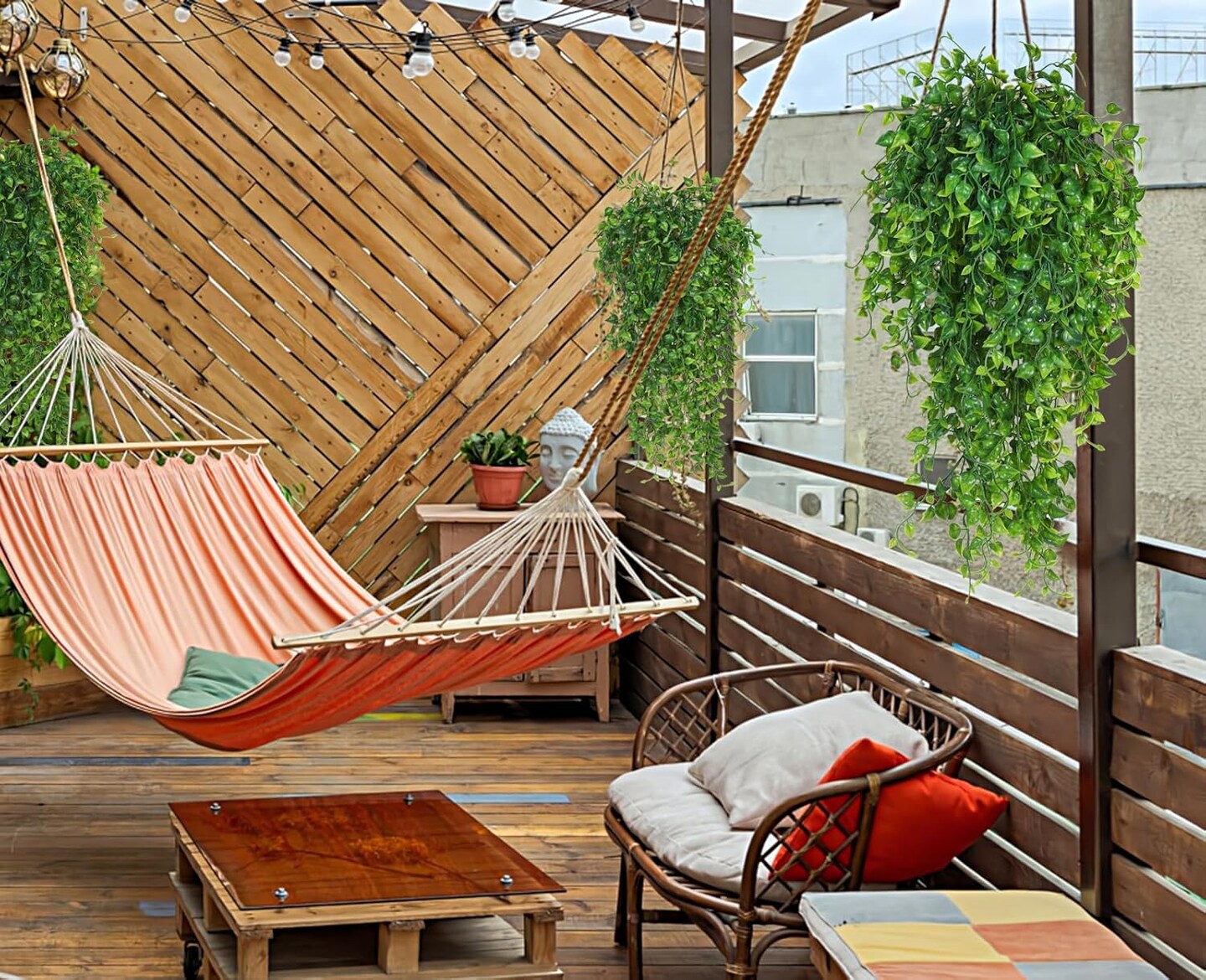 4pcs 33-in Fake Hanging Plant Ivy Vine (Hanging Plants 4pcs) 5"D x 3"W x 3"H