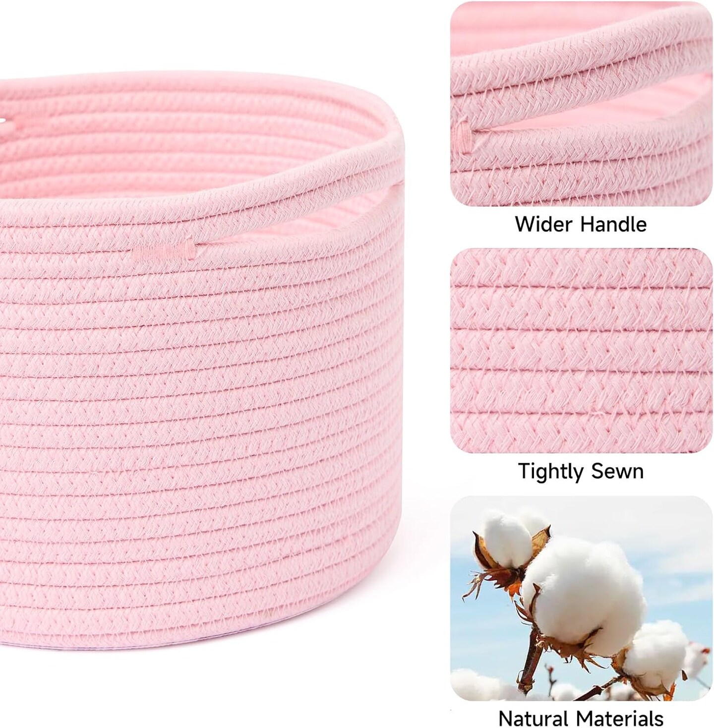 3 Packs Cube Shelf Closet Storage Baskets - Round-7L (Light Pink)