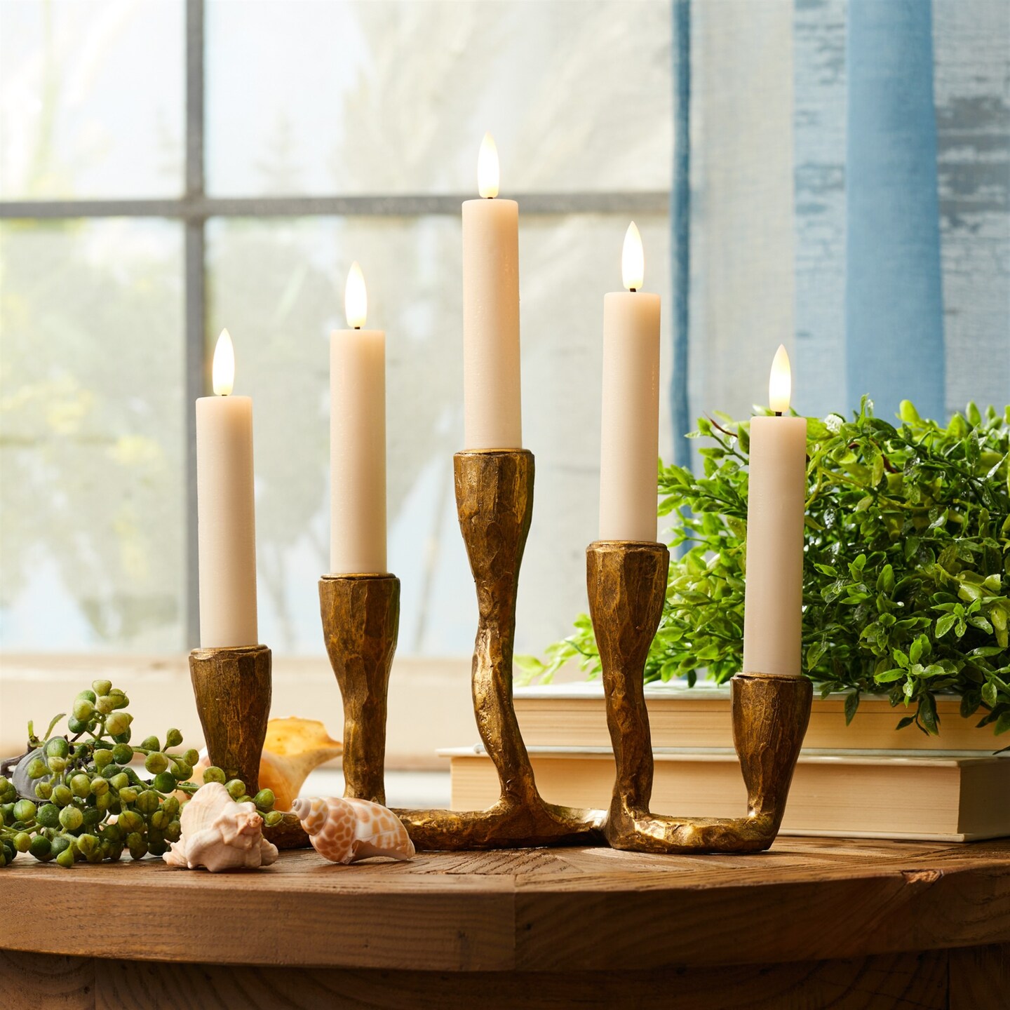 Melrose 5-Abstract Shape Taper Candle Holders - 13" - Set of 4