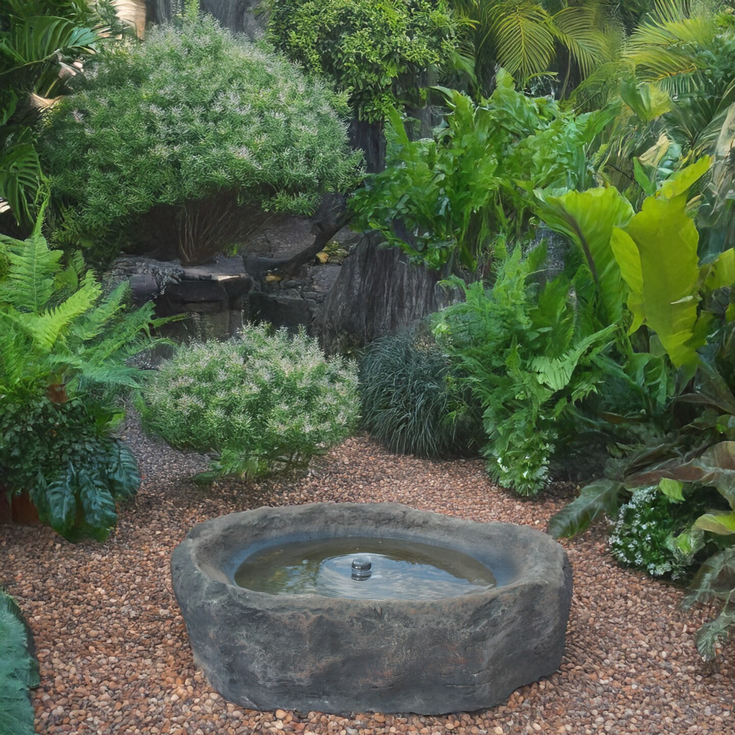 Decorative Outdoor Weather-Resistant Artistic Artificial Faux Stone Rock, Garden Patio Granite Grey Fiberglass Stone