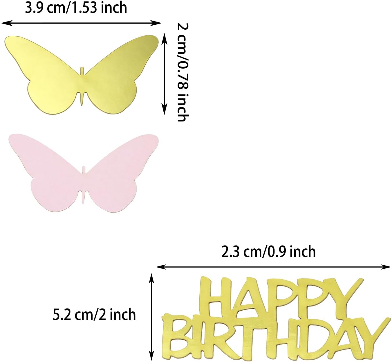 100pcs Butterfly Table Confetti Decor Glitter Butterfly Decoration for Birthday Wedding Theme Thanks Giving Party Valentine&#x27;s Mother&#x27;s Day Scatter Bless Confetti (Gold &#x26; Pink &#x26; HAPPA BIRTHDAY)