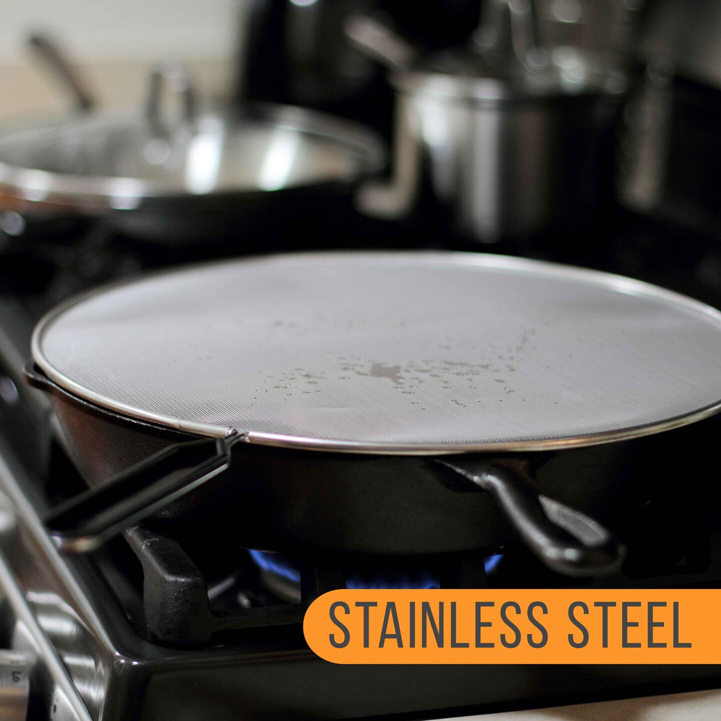 4-Piece Stainless Steel Splatter Guard Set (13&#x22;, 11.5&#x22;, 10&#x22;,8&#x201D;) Fine Mesh Cover, Grease &#x26; Oil, Splatter Screen for Frying Pan, Cooking Pots, with Comfort Grip Handles