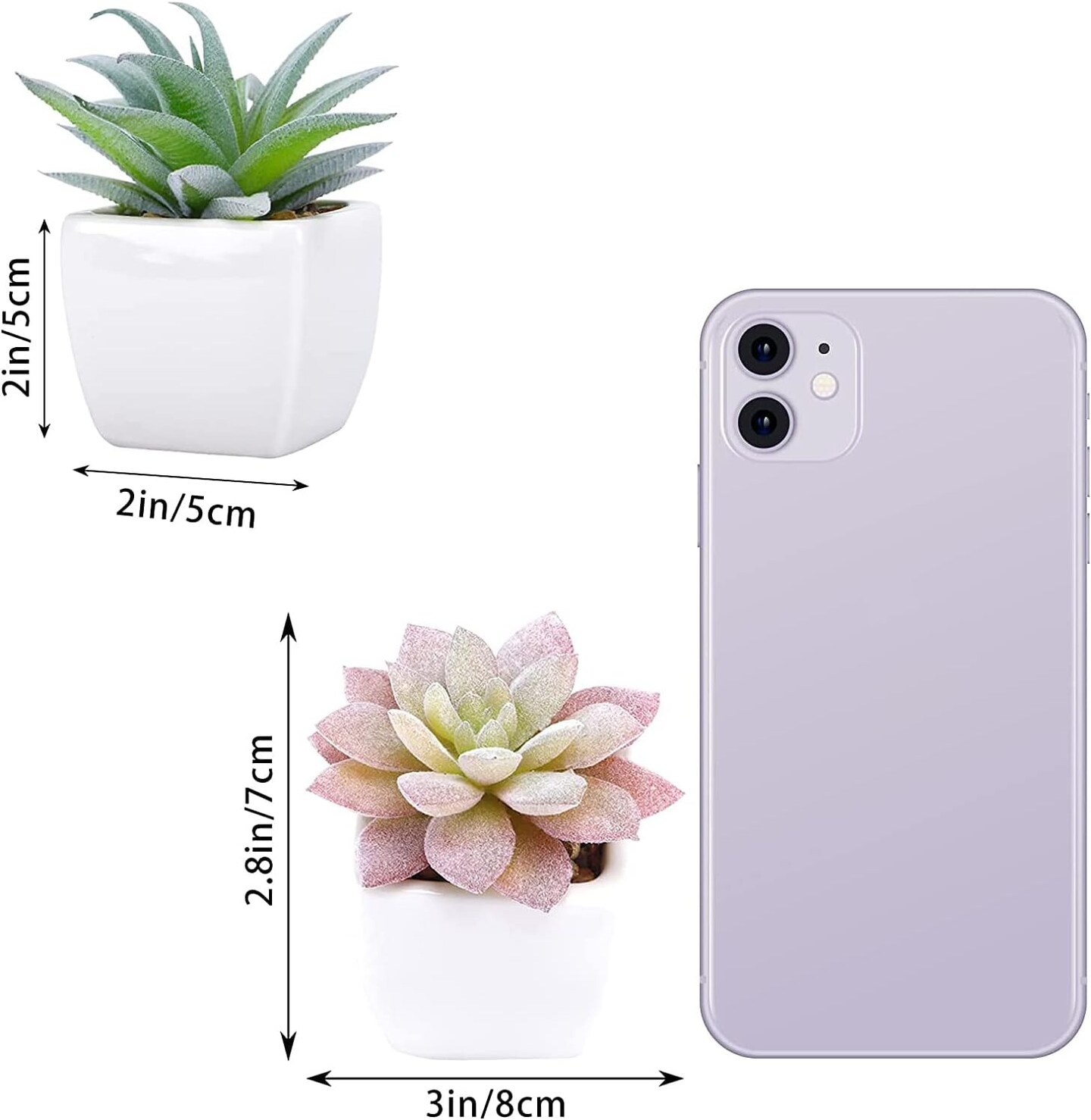 5-Pack Artificial Succulent Plants in White Ceramic Pots – Small Realistic Fake Desk Plants for Home, Office, Bedroom, Living Room, Shelf & Windowsill Decor