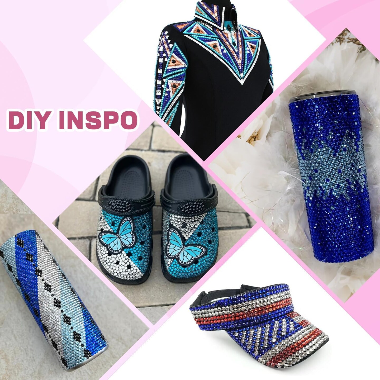 20,000 PCS Blue Resin Rhinestones for DIY Crafting – Bedazzler Kit with B7000 Jewelry Glue, Flatback Gems for Clothing, Shoes, Tumblers, Fabric, Nail Art, Assorted Sizes 3/4/5/6mm