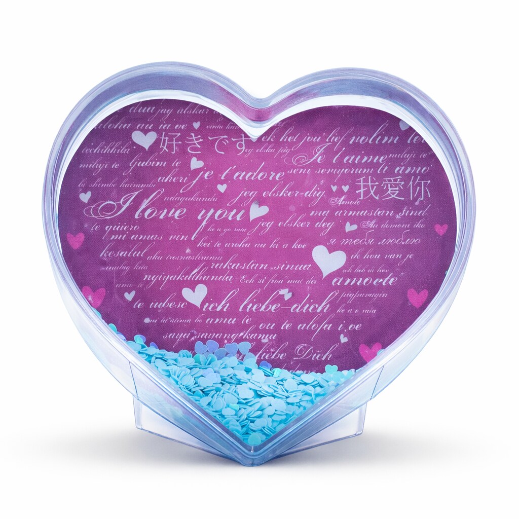 Father's Day Heart Shaped Clear Plastic Water Globe Picture Frame