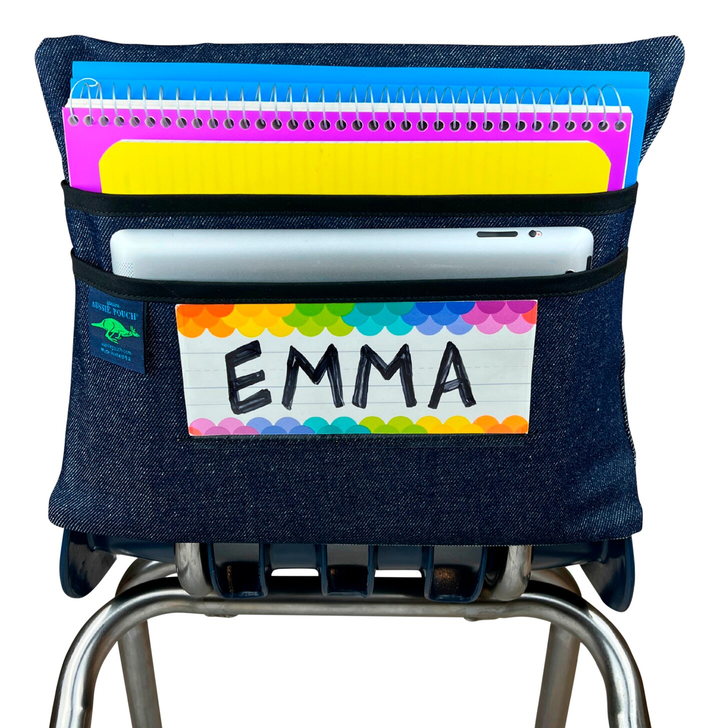 Aussie Pouch Classic Chair Pocket, 2-Pocket and Name Tag Slot, Large, 17 Inches, Black Trim