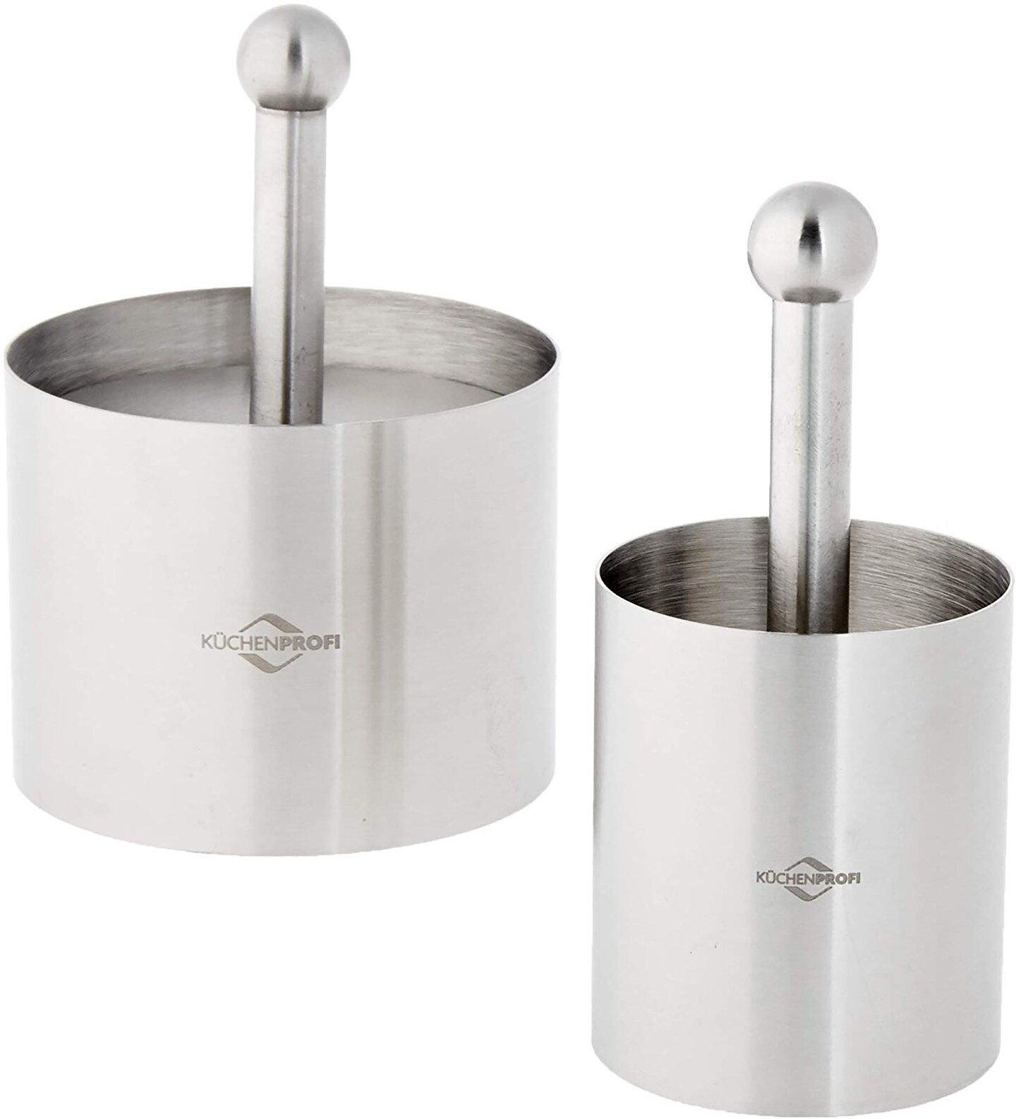 Kuchenprofi Stainless Steel 6-Piece Food Mold Forming Rings with Tamper/Pushers, Silver