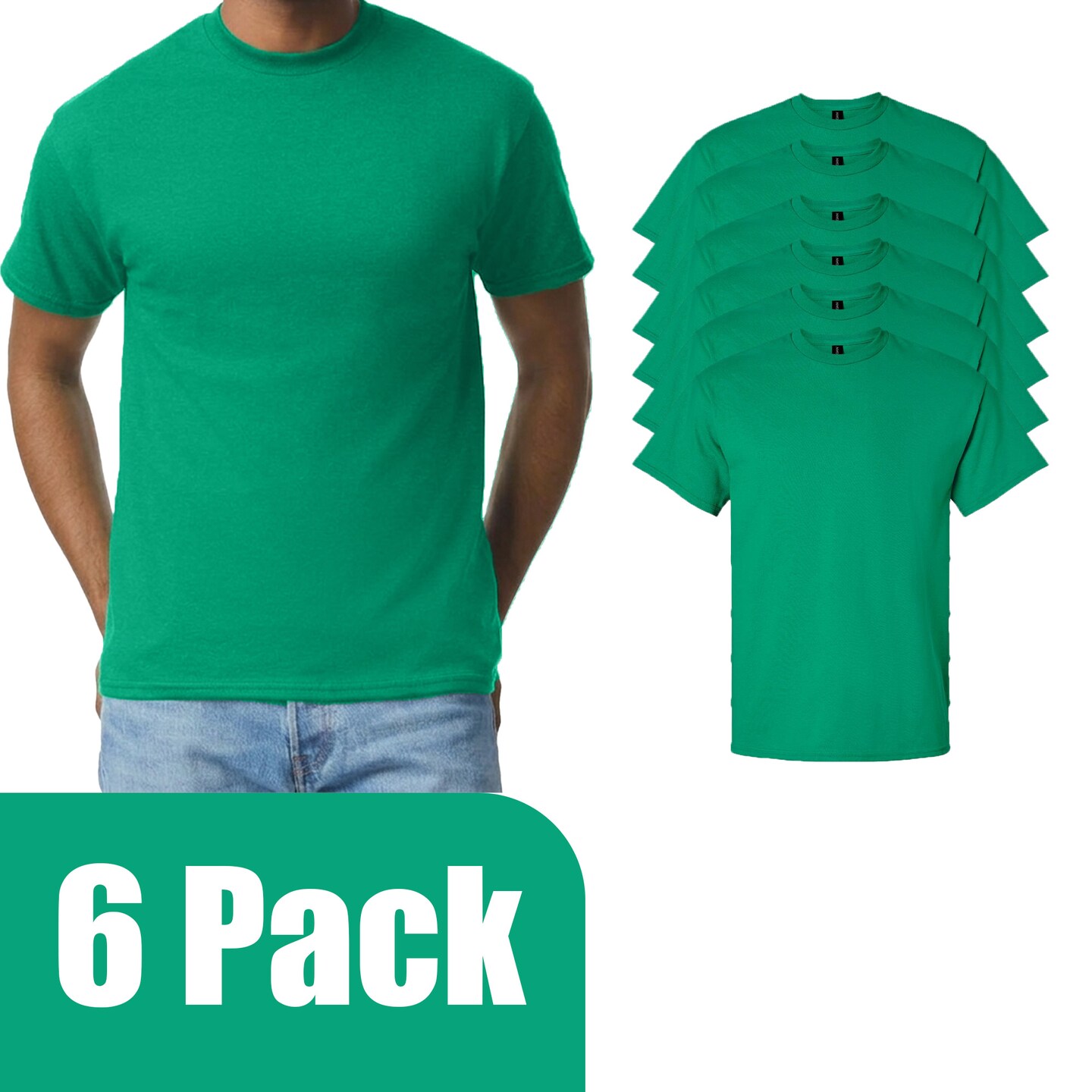 Gildan Men's Ultra Cotton Blank T-Shirt for Vinyl & HTV Projects, Kelly Crewneck Classic Fit Tee S-5XL