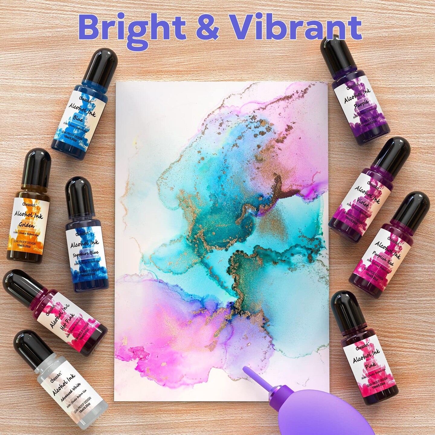 Alcohol Ink Set 24 Vibrant Colors Resin Dye High Concentrated Fast Drying Alcohol Based Epoxy Resin Pigment Resin Art Tumblers Coaster Acrylic Fluid Painting Crafts (24x10ml/0.35 fl oz)