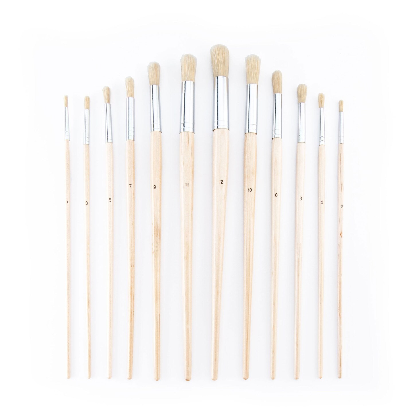 RSET-9602 | 12pc Stiff White Bristle Round Brush Set