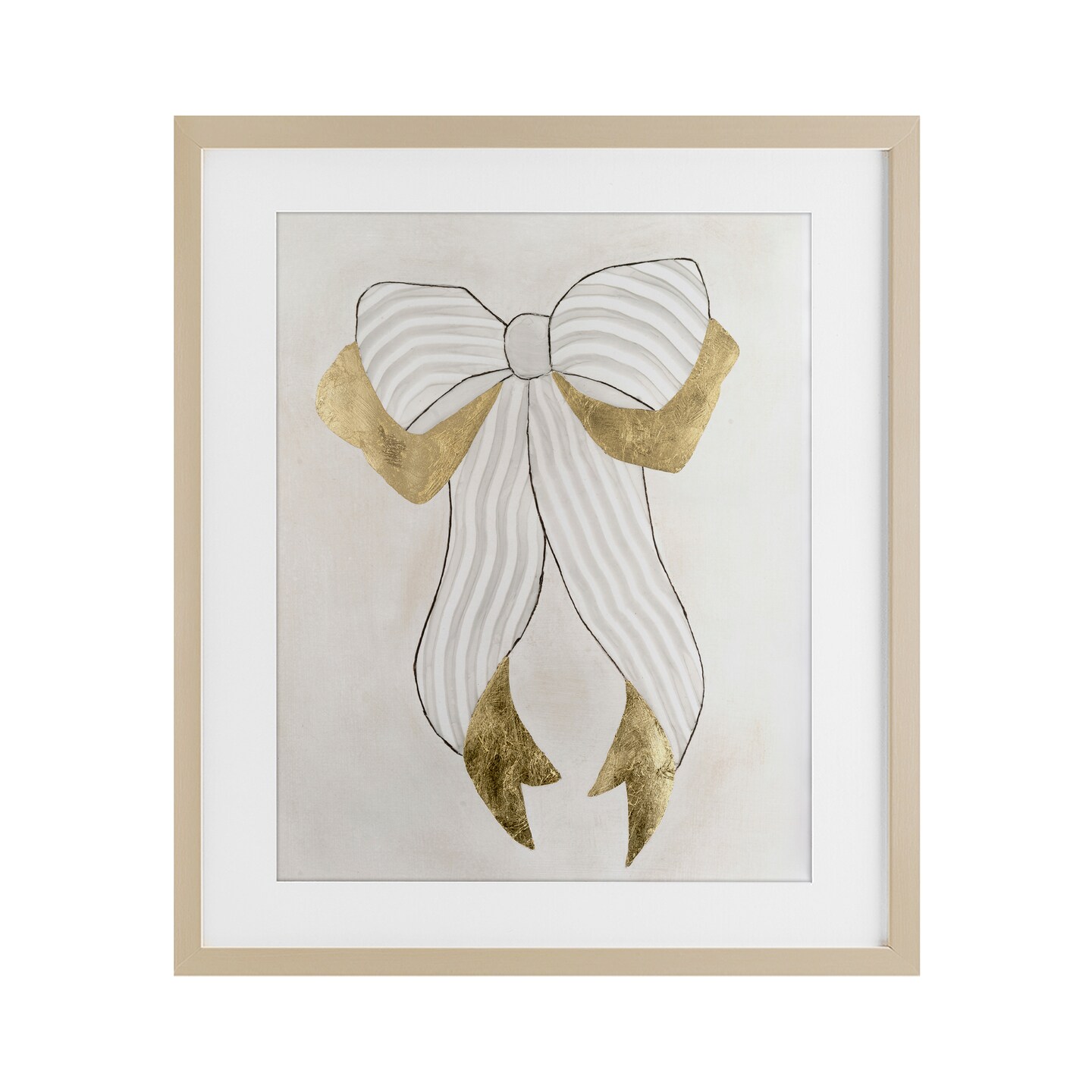 Stupell Industries Neutral Glam Ribbon Framed Print Under Glass, design by Vanna Lam