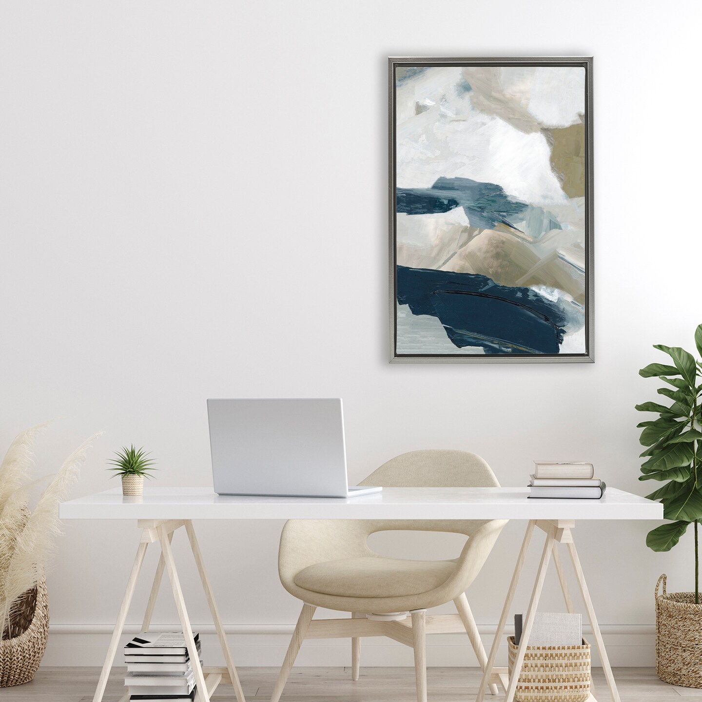 Stupell Industries Vivid Strokes in Neutrals Floating Frame, design by Hannah Dawson