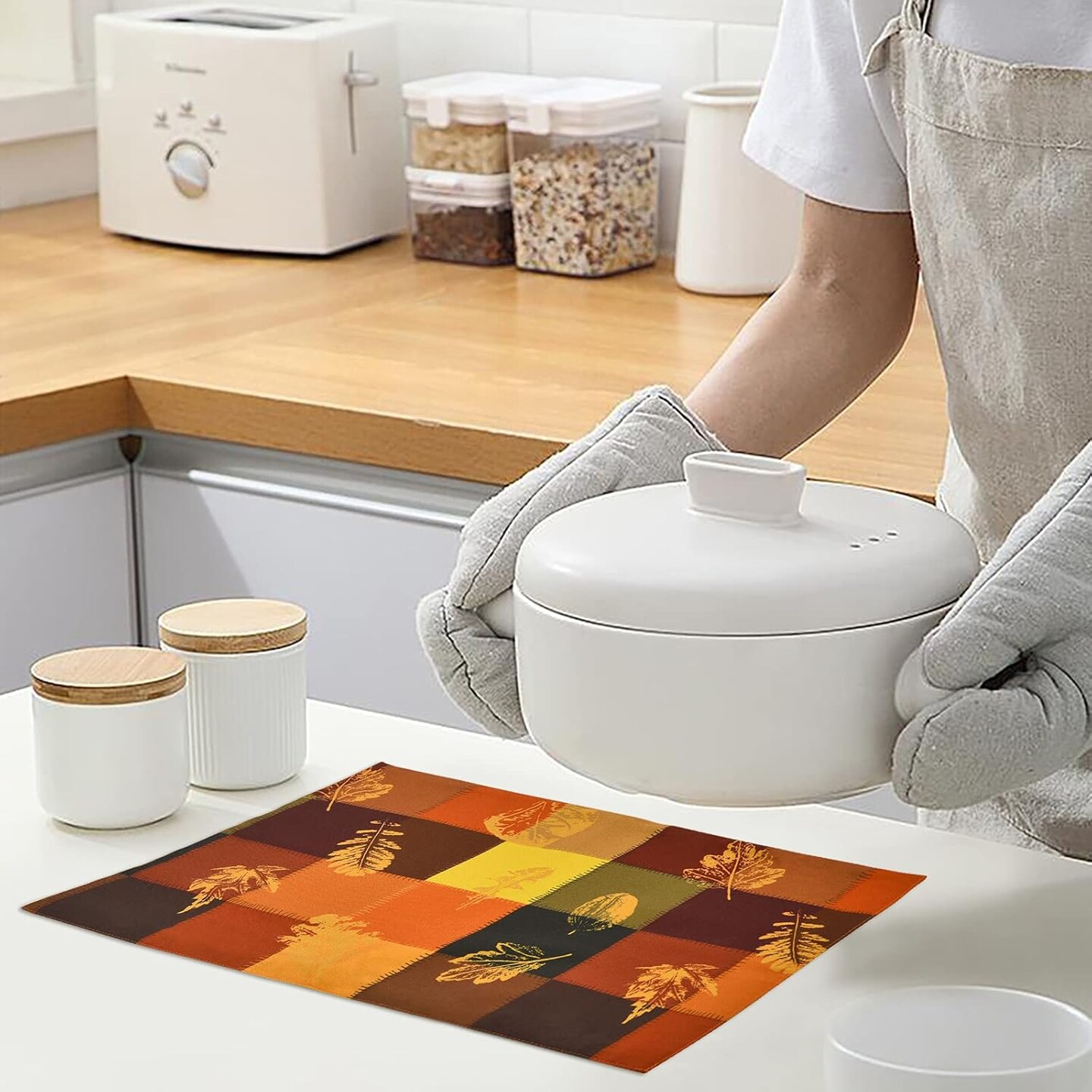 8 Pcs Thanksgiving Fall Placemats Set(orange)