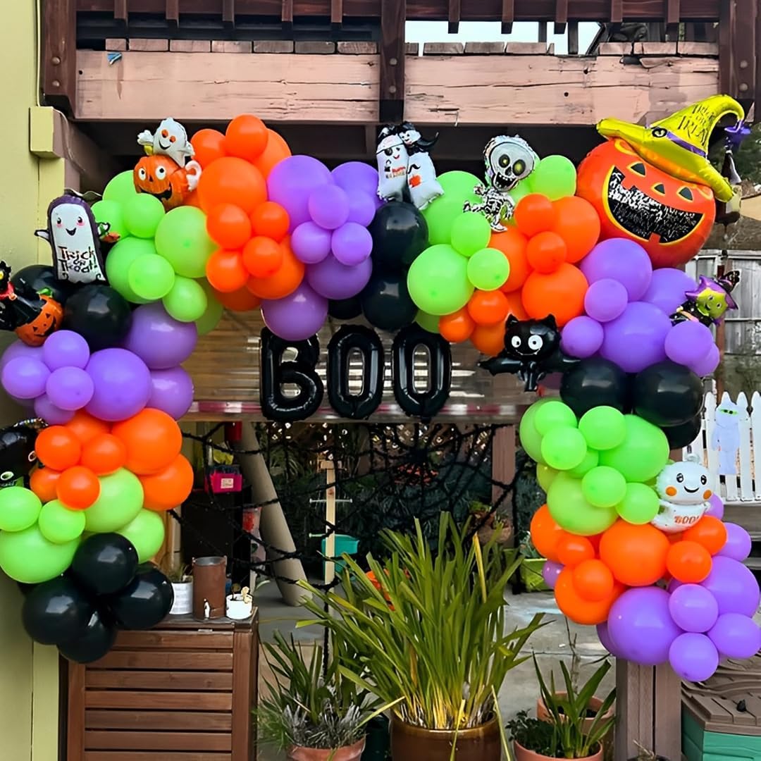 50Pcs Halloween Party Latex Balloons Set(Black Purple Orange)