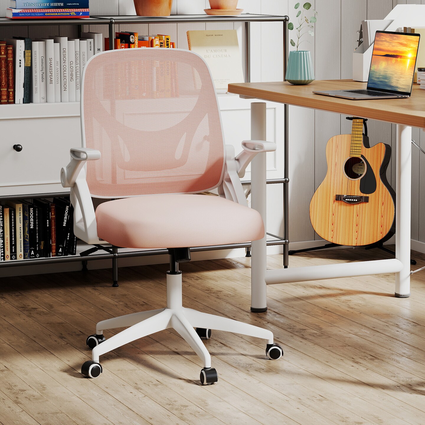 Adjustable Height Computer Desk Chair with S-Shaped Backrest and Lumbar Support for Study or Gaming