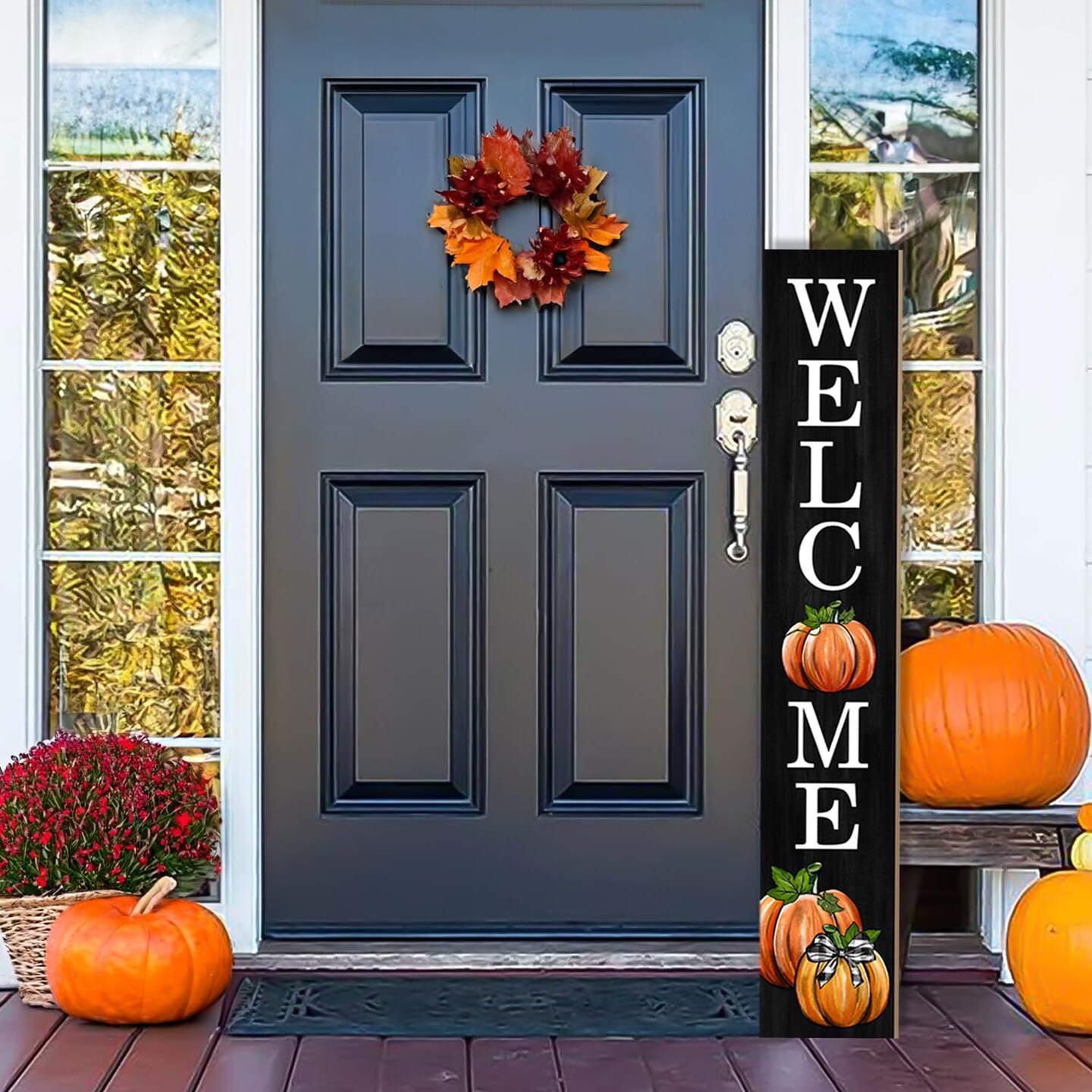 Fall Wooden Porch Sign 47&#x22;(Black and yellow)